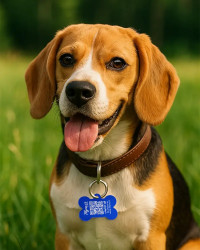 Dog tag bone shape aluminum – QR code pet ID with online profile