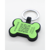 Swiss silicone dog tag with emergency contacts and health information.