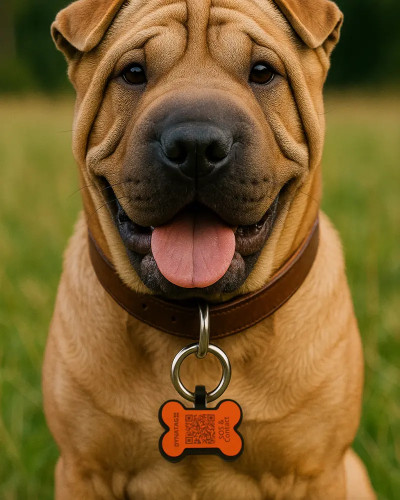Hundemarke SOS "Knochen" Silikon Orange