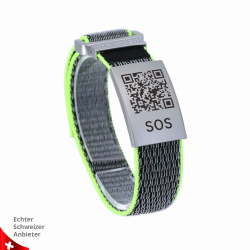 SOS Bracelet Textile with QR Code | Emergency Bracelet | DynaTag