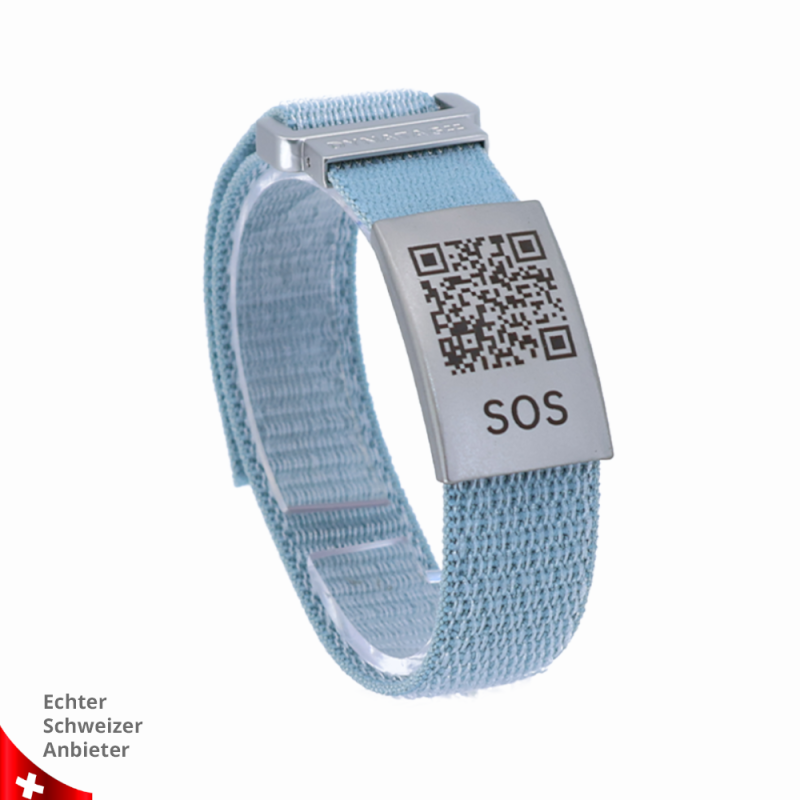 SOS Armband Textil mit QR-Code | Notfallarmband | DynaTag