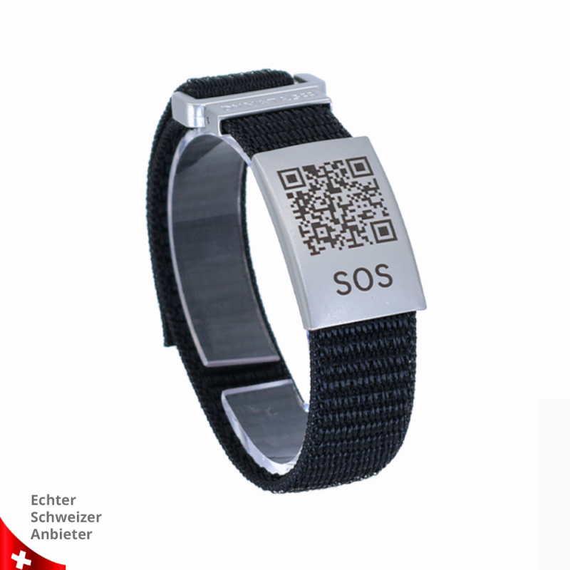 SOS Armband Textil mit QR-Code | Notfallarmband | DynaTag