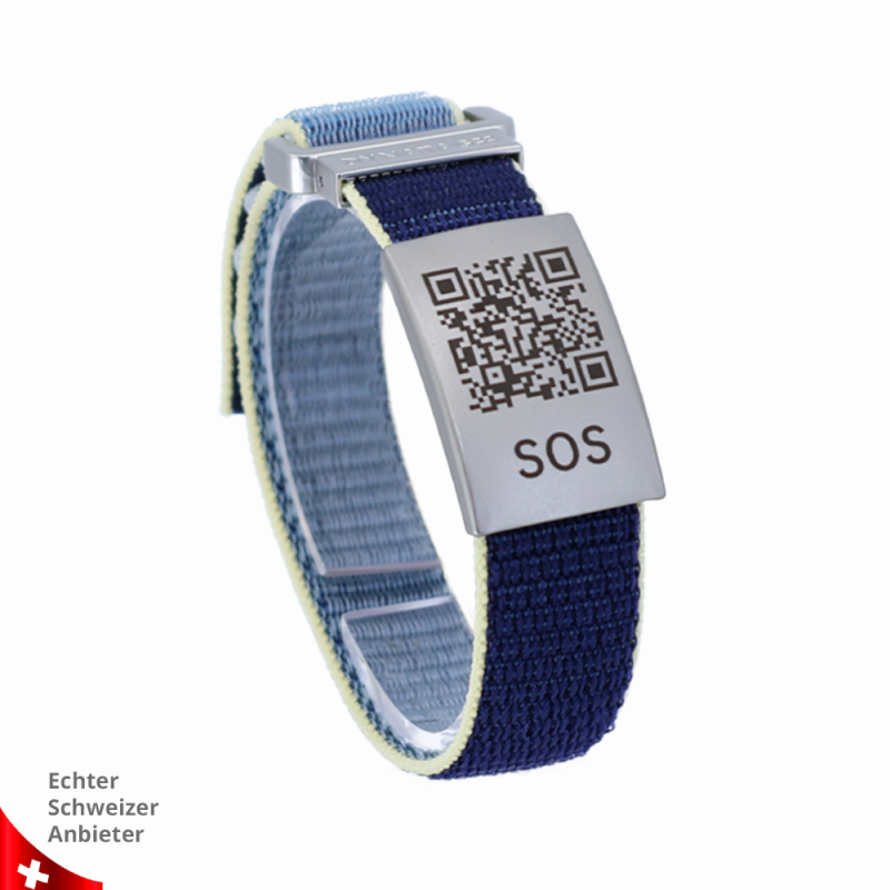 SOS Armband Textil mit QR-Code | Notfallarmband | DynaTag