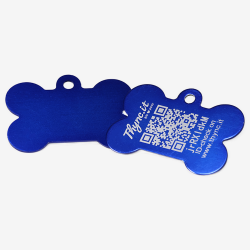 Dog tag bone shape aluminum – QR code pet ID with online profile