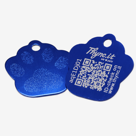 Tiermarke Pfotenform Aluminium – QR-Code Tier-ID mit Online-Profil