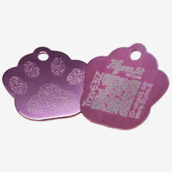 Dierenpenning pootvorm aluminium – QR-code dier-ID met online profiel
