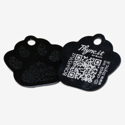 Pet tag paw shape aluminum – QR code pet ID with online profile