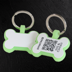 Hondenpenning SOS "Bot" Siliconen Fluorescerend Groen