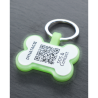 Médaille pour chien en forme d’os en silicone fluorescent avec code QR et gravure laser