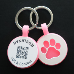 Dierenpenning rond siliconen Glow – QR-code dier-ID met online profiel