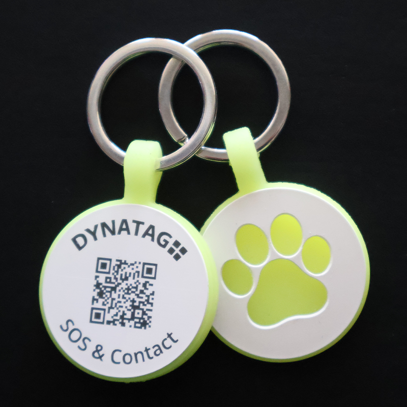 Pet tag round silicone glow – QR code pet ID with online profile