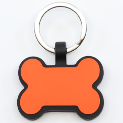 Chapa para cão em forma de osso de silicone com gravação a laser