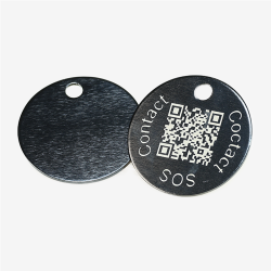 Médaille ronde pour animal en aluminium avec code QR