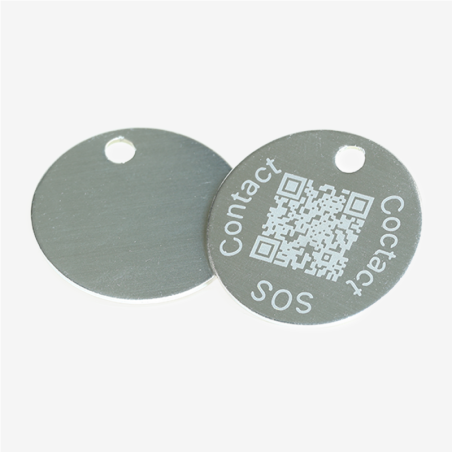Medaglietta rotonda per animali in alluminio con codice QR