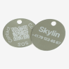 Ronde dierenpenning van aluminium met QR-code en lasergravure