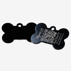 Medaglietta per cane a forma di osso in alluminio con codice QR