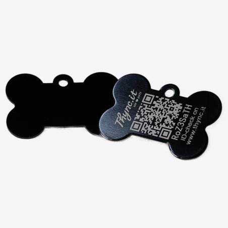 Chapa para cão em forma de osso de alumínio com código QR