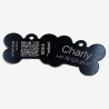 SOS Tiermarke Knochen aus Aluminium mit QR-Code und Gravur