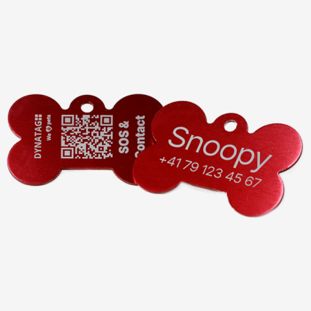 SOS Pet Tag Aluminium Bone with QR Code & Laser Engraving Personalized