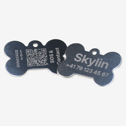 SOS Pet Tag Aluminium Bone with QR Code & Laser Engraving Personalized