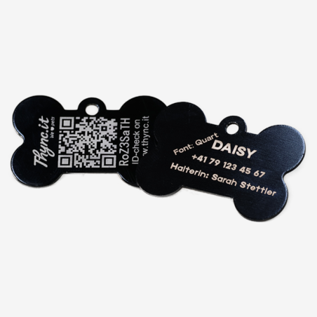 SOS Pet Tag Aluminium Bone with QR Code & Laser Engraving Personalized