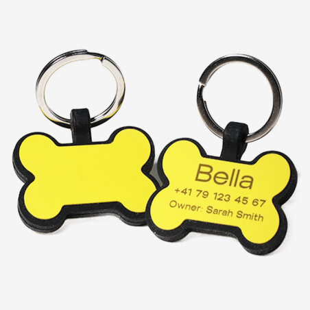 Silicone bone-shaped dog tag with laser engraving