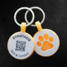 Médaille pour animal à motif de patte en silicone fluorescent avec code QR