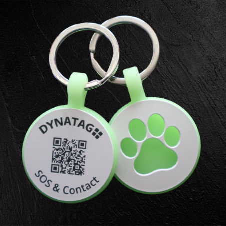 Fluorescent silicone pet tag with paw design with QR code