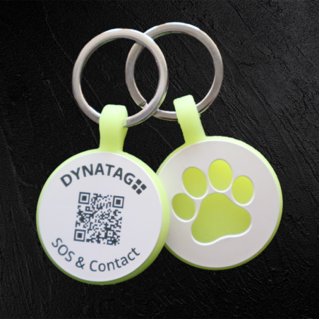 Fluorescent silicone pet tag with paw design with QR code
