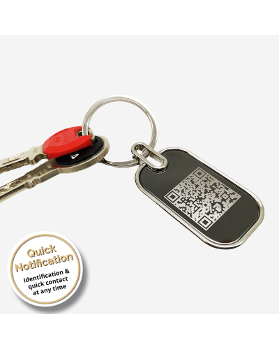 Key chain with QR code for find notification