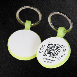 Fluorescent silicone round pet tag with QR code