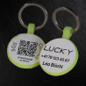Ronde dierenpenning van fluorescerende siliconen met QR-code en lasergravure