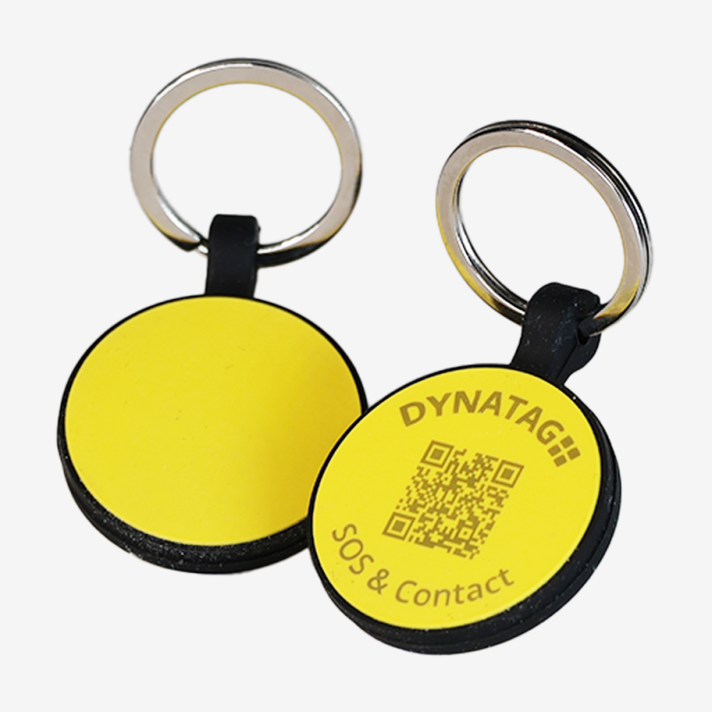 Chapa redonda para animal de silicone com código QR