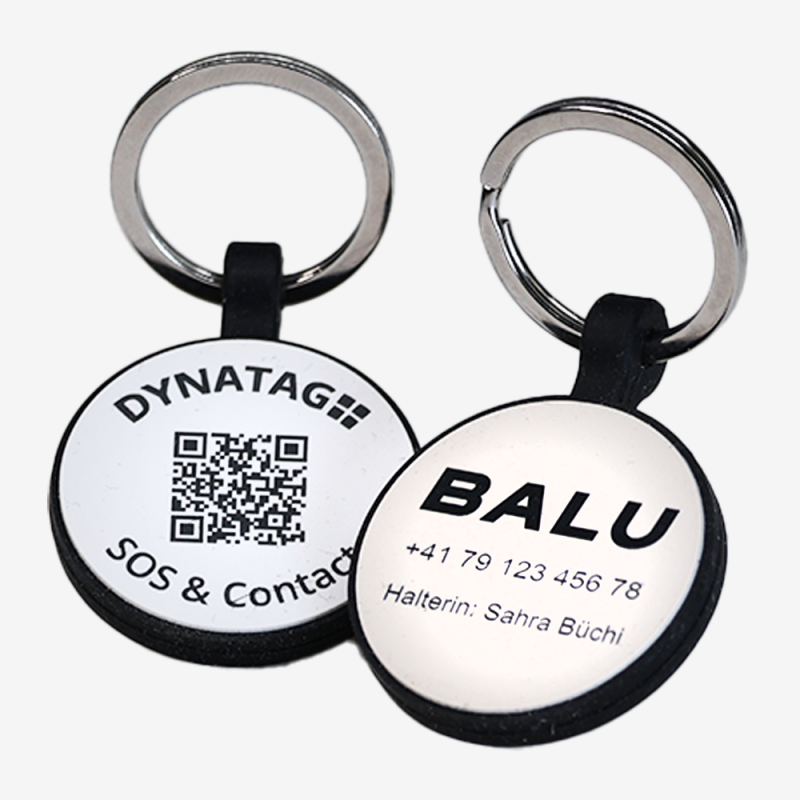 Médaille ronde pour animal en silicone avec code QR et gravure laser