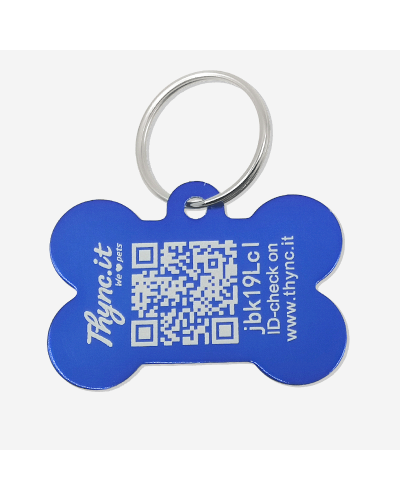 Hundemarke Knochenform Aluminium – QR-Code Tier-ID mit Online-Profil