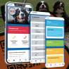 Chapa para animal com motivo de pata de silicone fluorescente com código QR