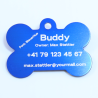 SOS Tiermarke Knochen aus Aluminium mit QR-Code und Gravur