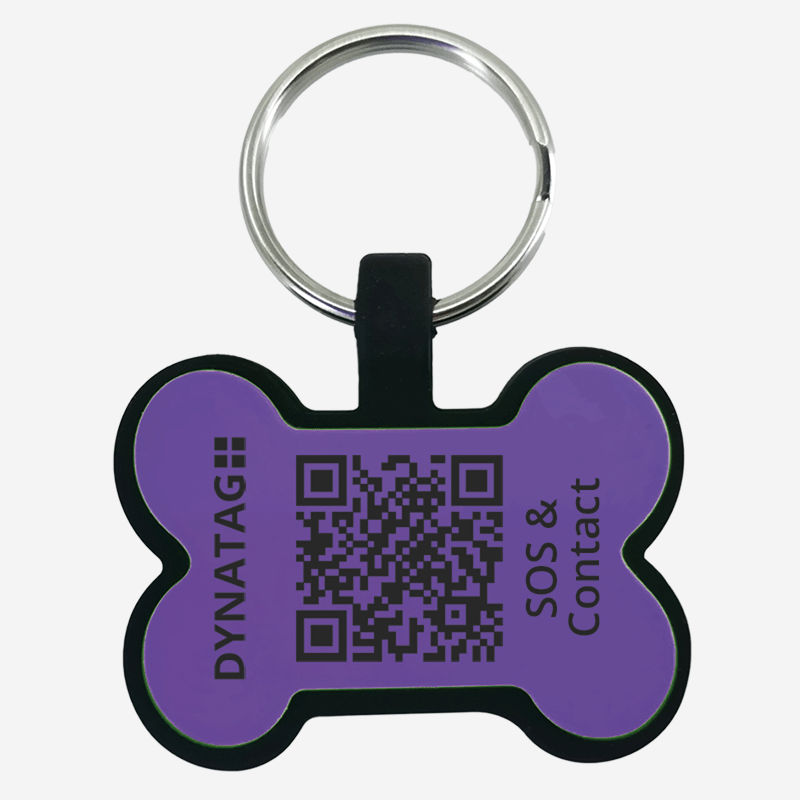 Hundemarke SOS "Knochen" Silikon Violett|4270000462559