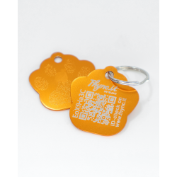 Pet Tag  "Paw" Aluminium Golden - QR Code
