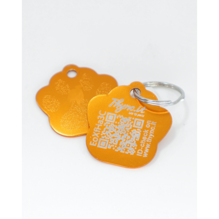 Pet Tag  "Paw" Aluminium Golden - QR Code