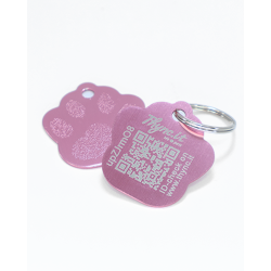 SOS-Tiermarke "Pfote" aus Aluminium Pink mit QR-Code