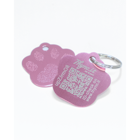 Pet Tag  "Paw" Aluminium Pink - QR Code