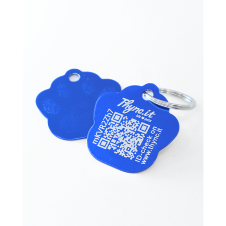 Pet Tag  "Paw" Alu Blue - QR Code