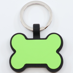 Médaille pour chien en forme d’os en silicone avec gravure laser