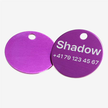Runde Tiermarke aus Aluminium mit Lasergravur
