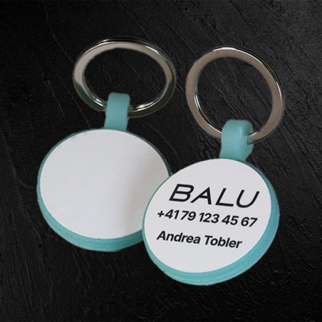 Médaille ronde pour animal en silicone fluorescent avec gravure laser