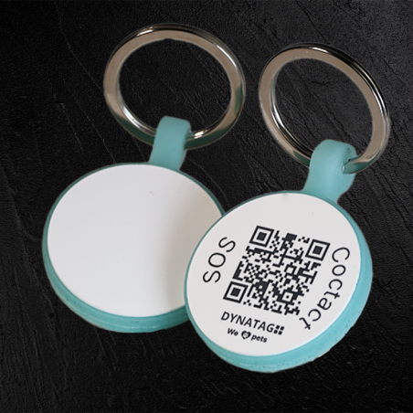 Ronde dierenpenning van fluorescerende siliconen met QR-code