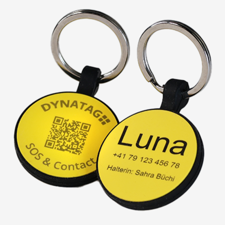 Médaille ronde pour animal en silicone avec code QR et gravure laser