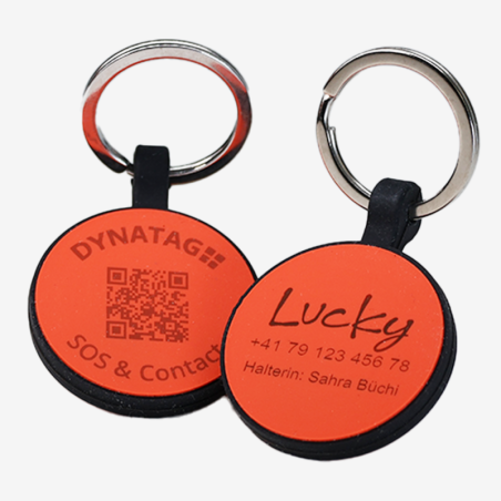 Médaille ronde pour animal en silicone avec code QR et gravure laser