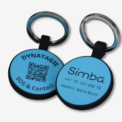 Silicone round pet tag with QR code and laser engraving